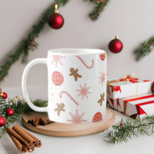 Candy Cane Gingerbread Man Snowflake Mug