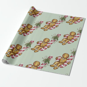 Candy Cane Gingerbread Wrapping Paper 