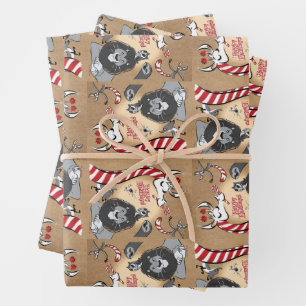 CANDY CANE GIRAFFE & FRIENDS by Jeff Willis Art Wrapping Paper Sheet