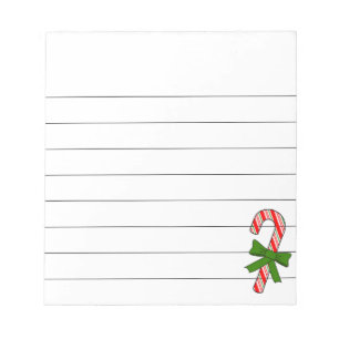 Candy Cane Green Ribbon Christmas Drawing Lined  Notepad