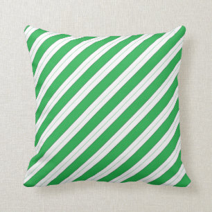 Candy Cane Green Stripes Throw Pillow