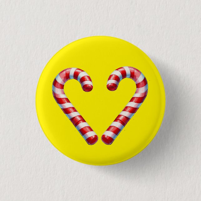 candy cane hart  1 inch round button (Front)