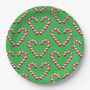 candy cane hart  paper plate