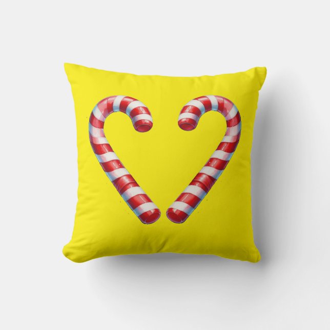 candy cane hart  throw pillow (Front)