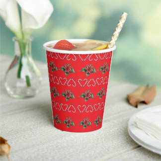 Candy Cane Heart and Holly Pattern – Festive Chris Paper Cups