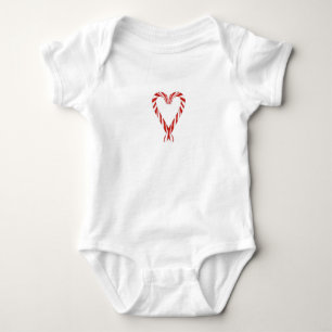 Candy Cane Heart Baby Bodysuit