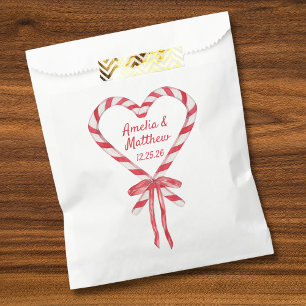 Candy Cane Heart & Bow   Custom Christmas Wedding Favour Bag