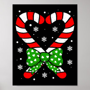 Candy Cane Heart Coquette Bow Christmas Toddler Ki Poster
