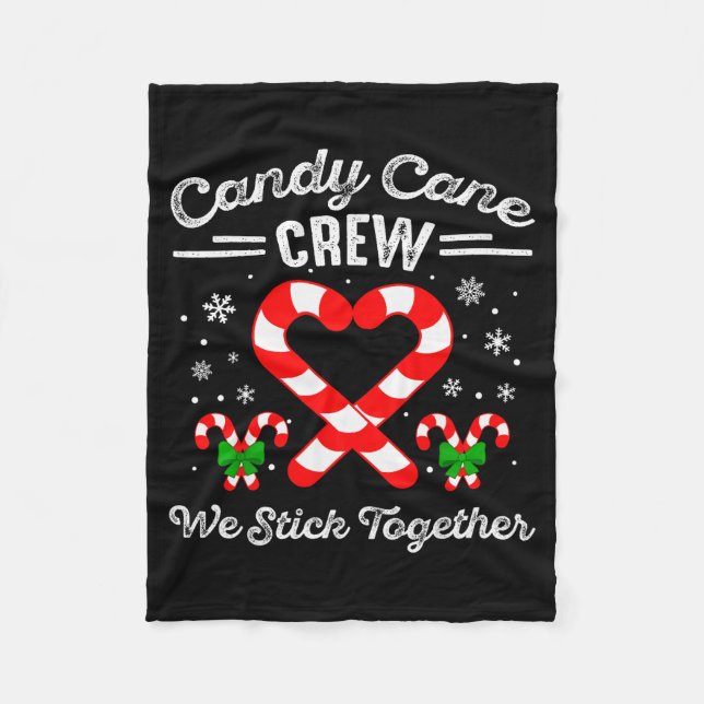 Candy Cane Heart Crew We Stick Together Matching P Fleece Blanket (Front)
