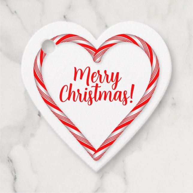 Candy Cane Heart  Favour Tags (Front)