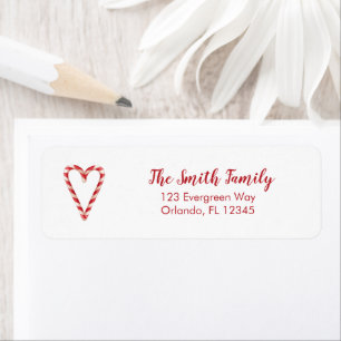 Candy Cane Heart Illustration Return Address Label