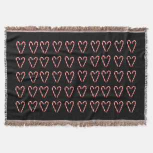 Candy Cane Heart Image Sweet Christmas Holiday Throw Blanket