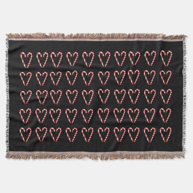 Candy Cane Heart Image Sweet Christmas Holiday  Throw Blanket (Front)
