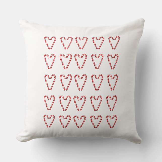 Candy Cane Heart Image Sweet Christmas Holiday  Throw Pillow (Front)