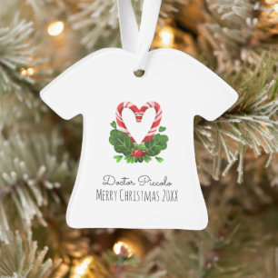 Candy Cane Heart Merry Christmas DOCTOR Name Year Ornament