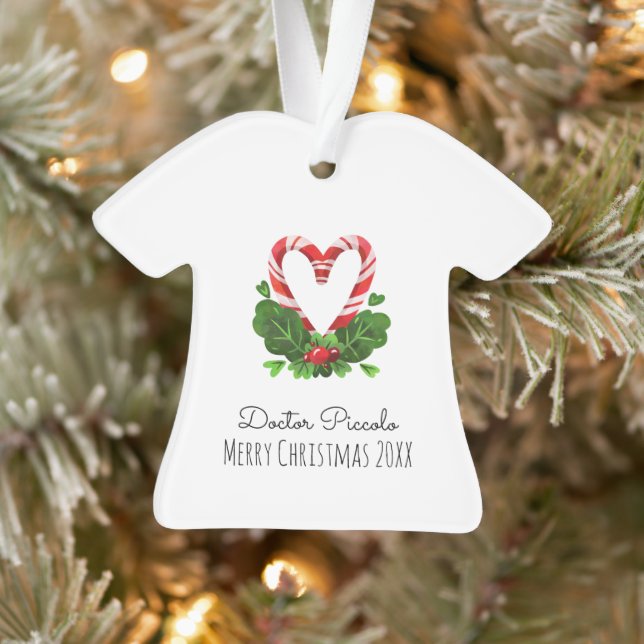 Candy Cane Heart Merry Christmas DOCTOR Name Year Ornament (Tree)