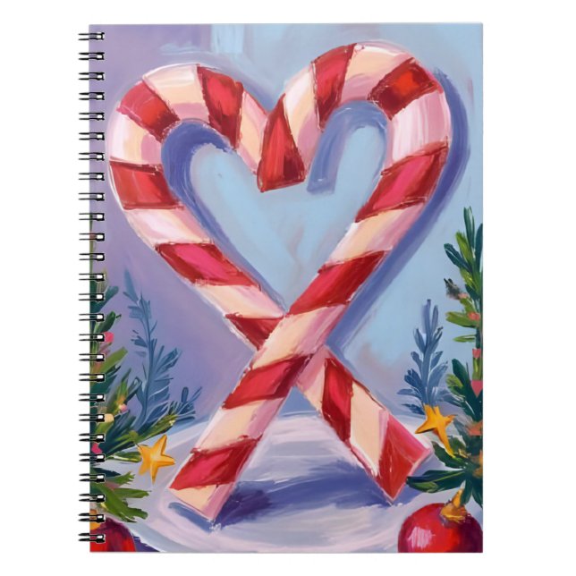 Candy Cane Heart Merry Christmas Notebook (Front)