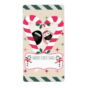 Candy Cane Heart Mr. & Mrs. Egg Gift Labels