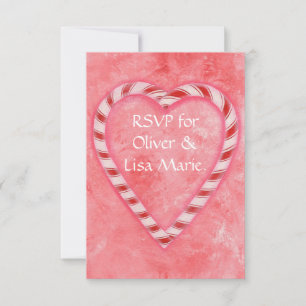 Candy Cane Heart RSVP Response Card Winter Wedding