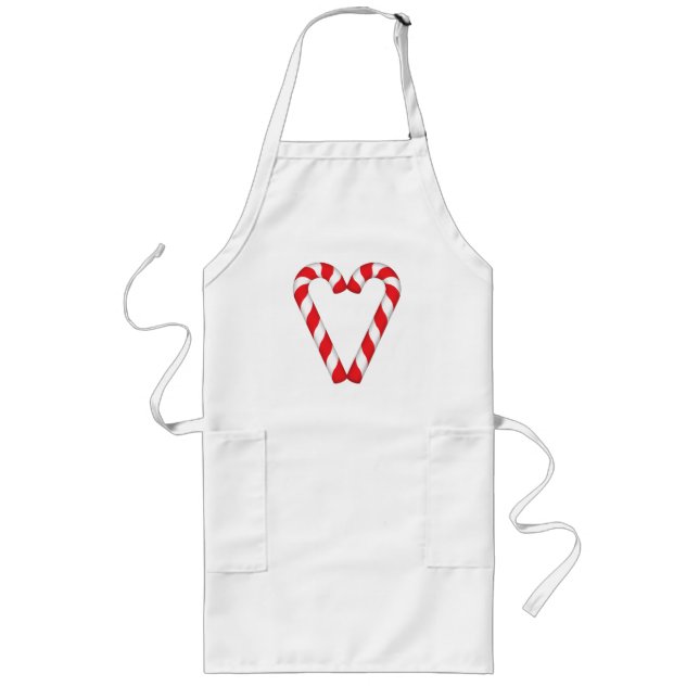 Candy Cane Heart Screwball Graphics Holiday Long Apron (Front)