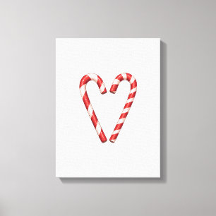 Candy Cane Heart Sweet Christmas Holiday  Canvas Print