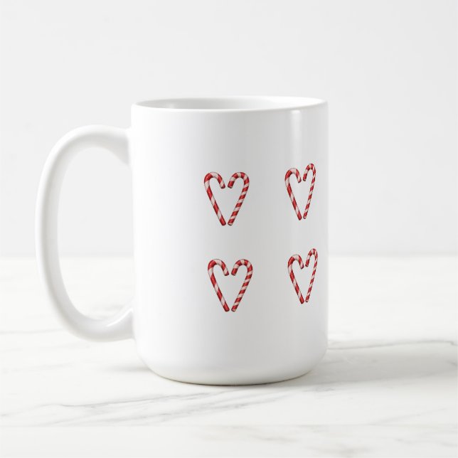 Candy Cane Heart Sweet Christmas Holiday Coffee Mug (Left)