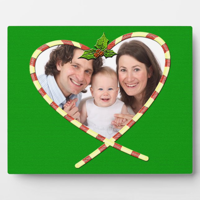 Candy Cane Heart Your Photo Plaque (Front)