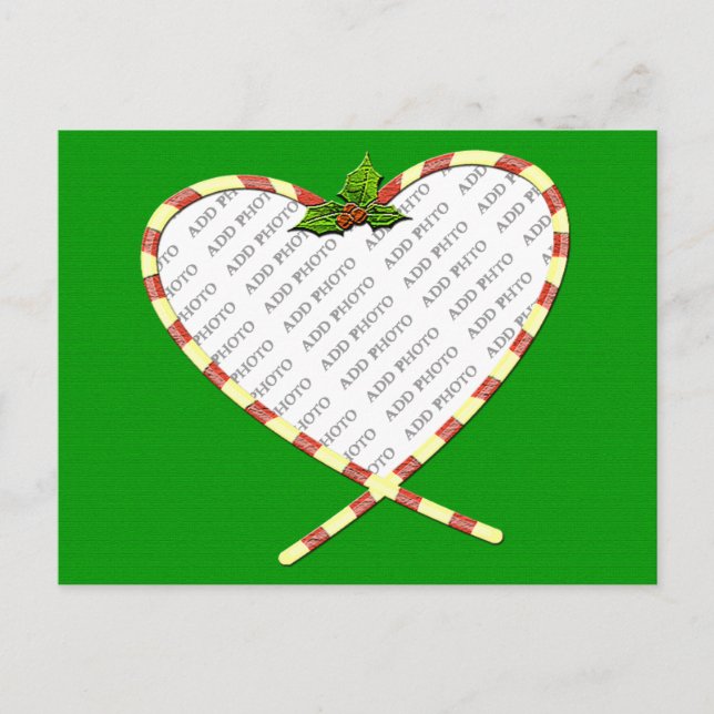 Candy Cane Heart Your Photo Postcard (Front)