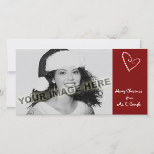 Candy Cane Hearts Customizable Photo Card