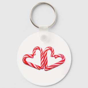 Candy cane hearts keychain