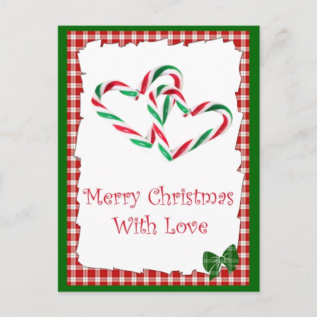 Candy Cane Hearts Postcard (Front)