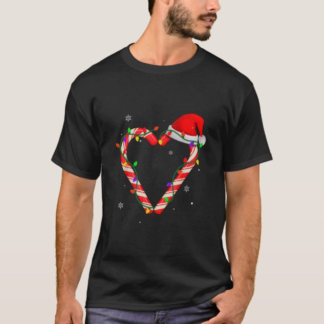Candy Cane Hearts Xmas Candy Cane Crew Christmas B T-Shirt (Front)