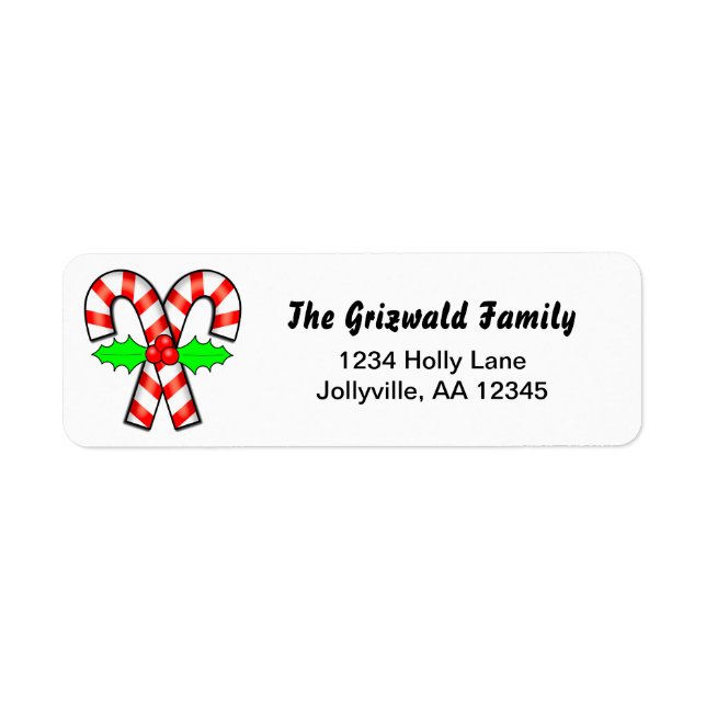 Candy Cane Holiday Christmas Address (Front)