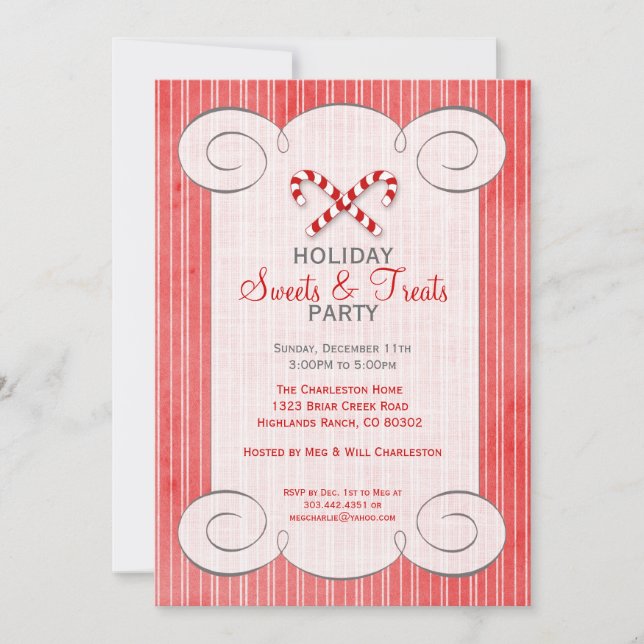Candy Cane Holiday Party Invitation (Front)