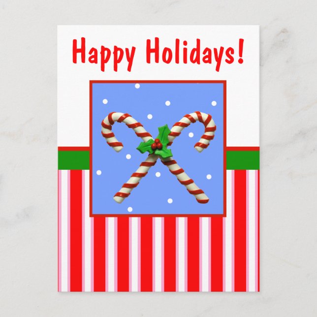Candy Cane Holiday Postcard (Front)