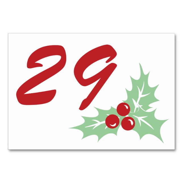 Candy Cane Holly | Custom Table Number Card 3 x 5 (Front)