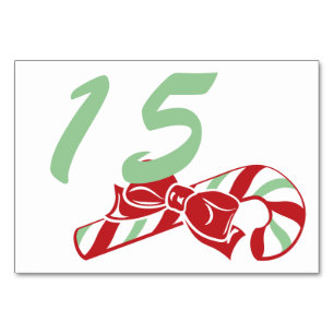 Candy Cane Holly Custom Table Number Card 3 x 5