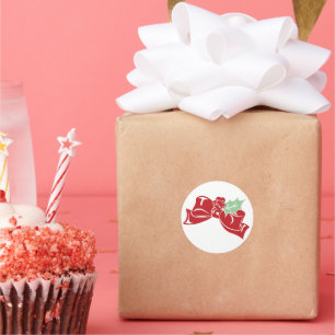 Candy Cane Holly   Red Bow Holiday Sticker
