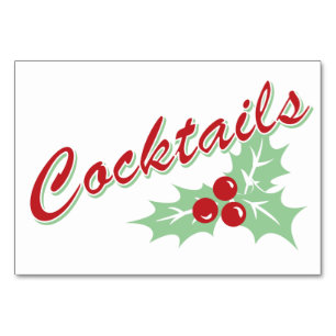 Candy Cane Holly Retro Cocktail Table Card 3 x 5