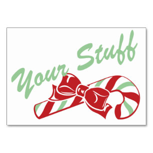 Candy Cane Holly Retro Custom Table Card