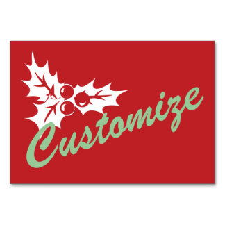 Candy Cane Holly | Retro Custom Table Card
