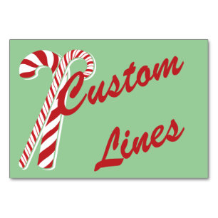 Candy Cane Holly Retro Custom Table Card 3 x 5