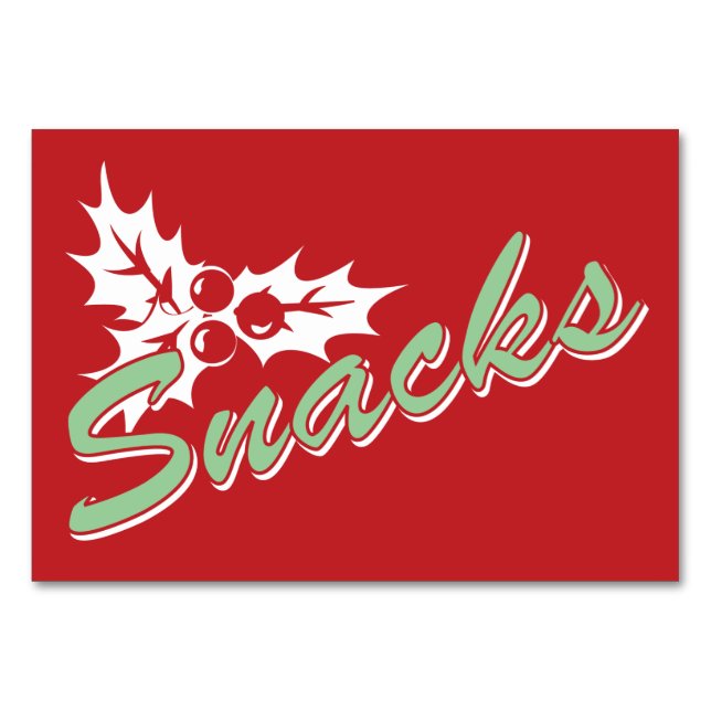 Candy Cane Holly | Retro Snacks Table Card 3 x 5 (Front)