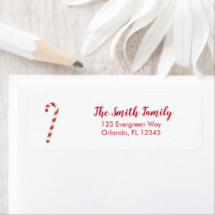 Candy Cane Illustration Return Address Label