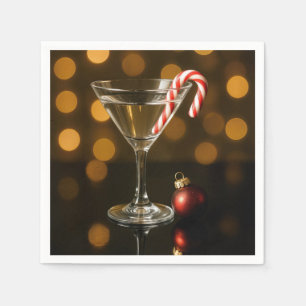 Candy Cane in a Christmas Martini Napkin