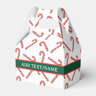 Candy Cane In Red Green White Custom Name Favor Box