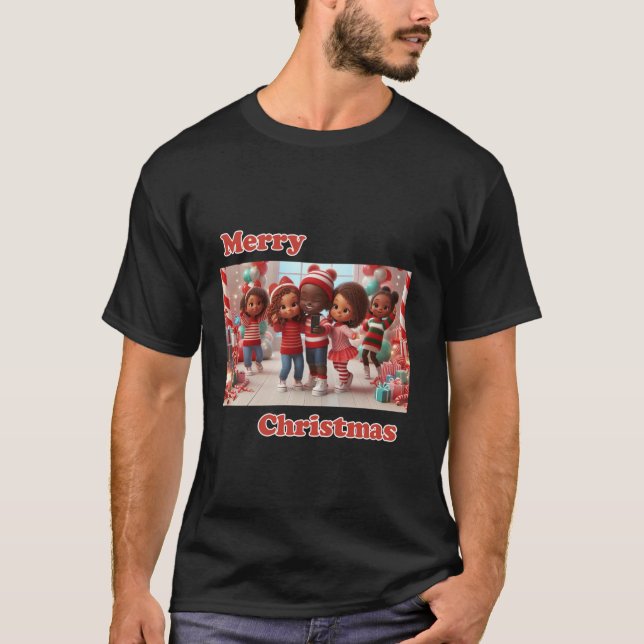 Candy Cane Lane African American Christmas Selfie  T-Shirt (Front)