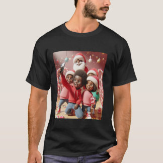 Candy Cane Lane African American Santa Group Holid T-Shirt