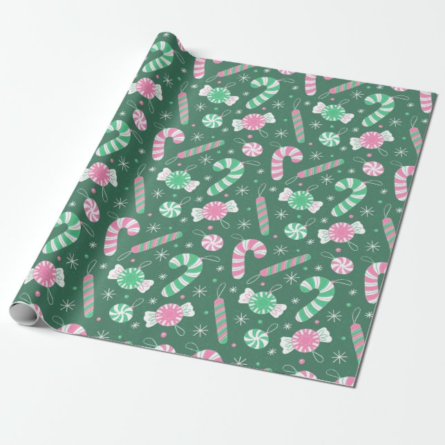 Candy Cane Lane Wrapping Paper (Unrolled)