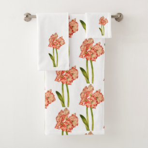 Candy Cane Lilies on a Bathroom Towel Set